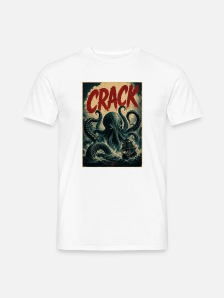 Vintage CRACK Kraken - Männer T-Shirt - Weiß