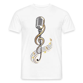 Microphone with treble clef – music motif - Men's T-Shirt - white - Front - AI Model Male 178 dark (178cm)
