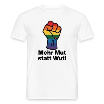 MEHR MUT STATT WUT BUNTER REGENBOGEN, NIE WIEDER - Männer T-Shirt - Weiß - Vorne - AI Model Male 178 dark (178cm)