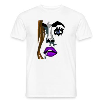 Intensives Model Lippenporträt Neonfarben - Männer T-Shirt - Weiß - Vorne - AI Model Male 178 dark (178cm)