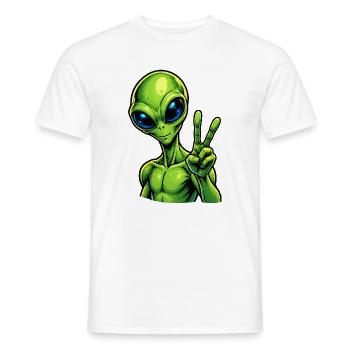 Alien Peace Zeichen - Männer T-Shirt - Weiß - Vorne - AI Model Male 178 dark (178cm)