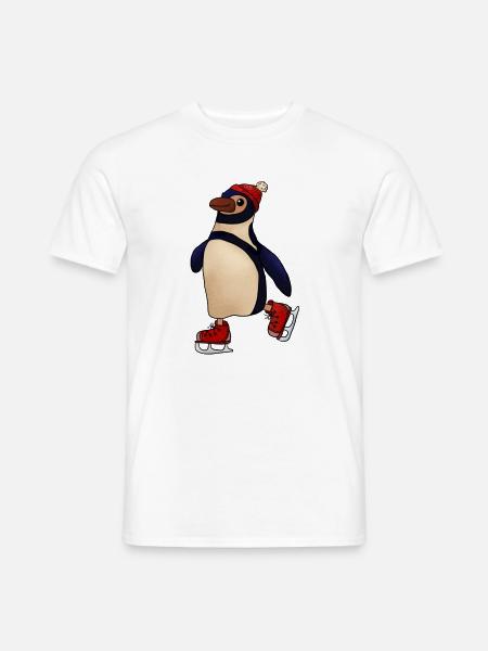 Schlittschuhpinguin - Männer T-Shirt - Weiß