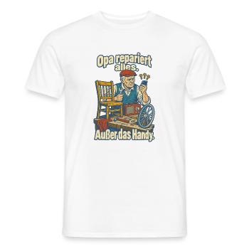 Opa repariert alles außer Handy - Männer T-Shirt - Weiß - Vorne - AI Model Male 178 dark (178cm)