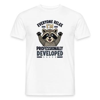 Kunstgestickter Waschbär professionell entwickelt - Männer T-Shirt - Weiß - Vorne - AI Model Male 178 dark (178cm)
