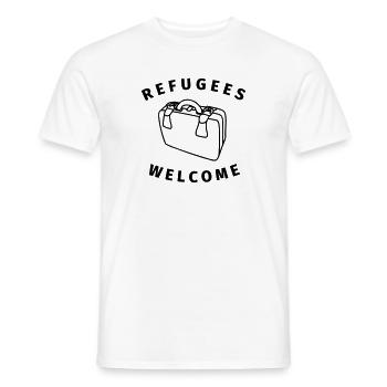 refugees welcome - Men's T-Shirt - white - Front - AI Model Male 178 dark (178cm)