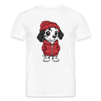 Chien Dalmatien Hiver - T-shirt homme - blanc - Devant - AI Model Male 178 dark (178cm)
