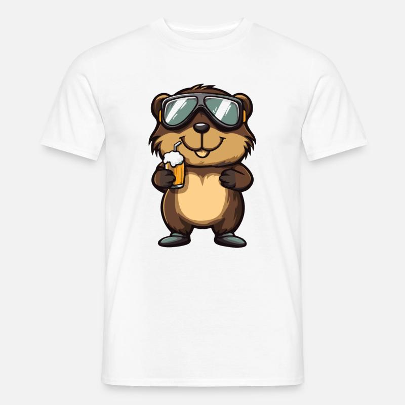 Biber Ski Bier - Männer T-Shirt - Weiß