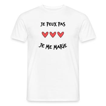 JE PEUX PAS. JE ME MARIE. JUST MARRIED. VIVE LES M - T-shirt homme - blanc - Devant - AI Model Male 178 dark (178cm)