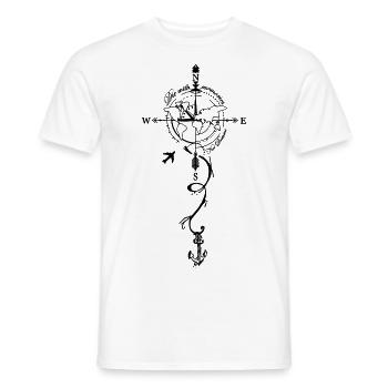 Time Elements Gift Compass World Travel Tea - Men's T-Shirt - white - Front - AI Model Male 178 dark (178cm)