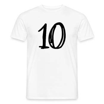 10 ANS. 10e ANNIVERSAIRE. ANNIVERSAIRE 10 ANS. 10 - T-shirt homme - blanc - Devant - AI Model Male 178 dark (178cm)