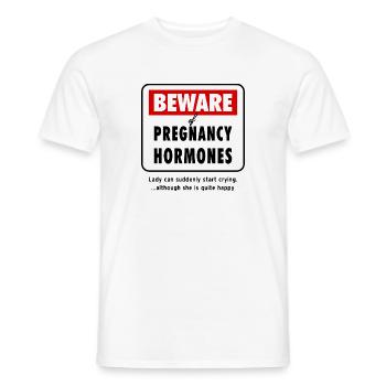 Beware Pregnancy Hormones Baby pregnant Humor - Männer T-Shirt - Weiß - Vorne - AI Model Male 178 dark (178cm)