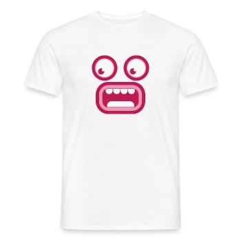 Visage tiki surpris choqué - T-shirt homme - blanc - Devant - AI Model Male 178 dark (178cm)