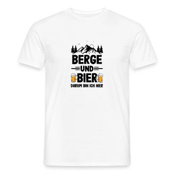 Berge und Bier darum bin Ich hier Wandern Spruch - Männer T-Shirt - Weiß - Vorne - AI Model Male 178 dark (178cm)
