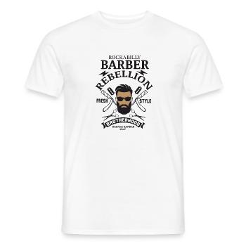 Barber Rebellion Design - Men's T-Shirt - white - Front - AI Model Male 178 dark (178cm)