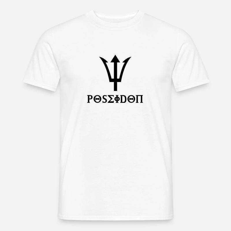 Design Poseidon avec idée cadeau trident noir - T-shirt homme - blanc