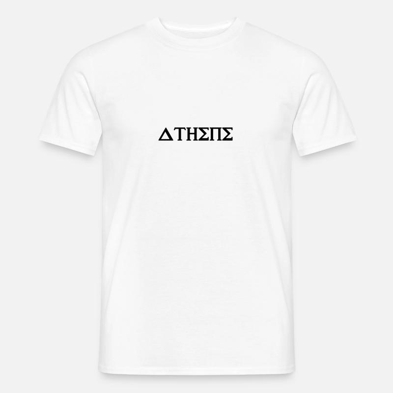 Athene design black in Greek script - Men’s T-shirt - white