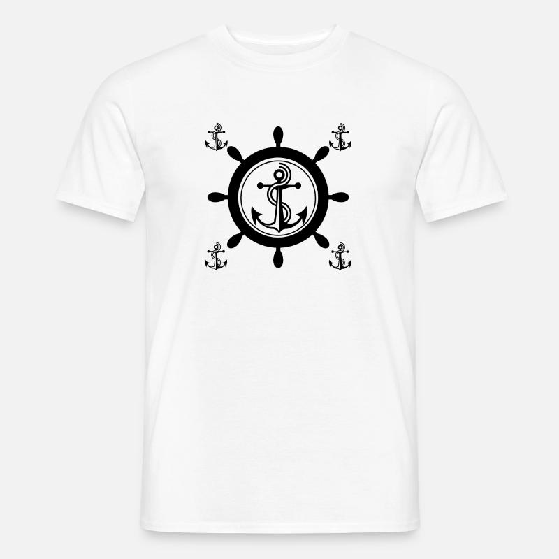 schiffsruder mit anker,anker schiffsruder - Männer T-Shirt - Weiß