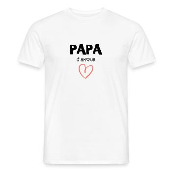 papa d'amour. Idée cadeau père - T-shirt homme - blanc - Devant - AI Model Male 178 dark (178cm)