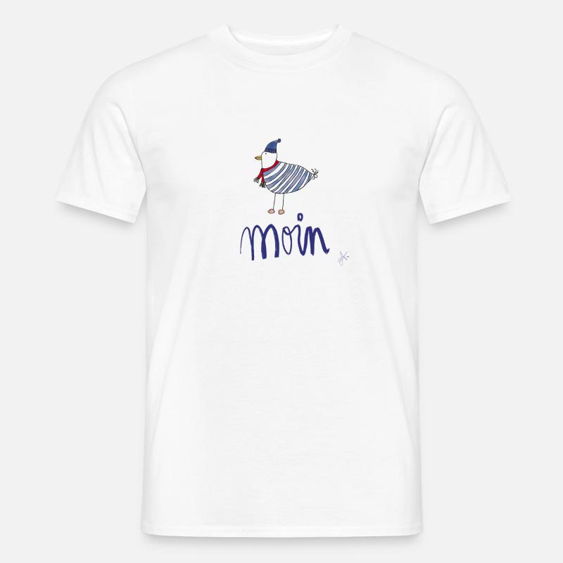 Moin Möwe Ringelshirt - Männer T-Shirt - Weiß