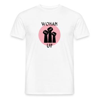 Woman up Feminist Feminism Gift - Men's T-Shirt - white - Front - AI Model Male 178 dark (178cm)