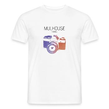 Caméra Mulhouse France - T-shirt homme - blanc - Devant - AI Model Male 178 dark (178cm)