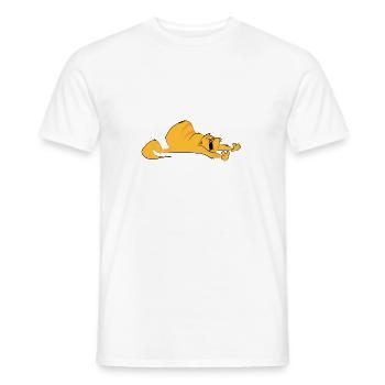 Cat stretches gift pet - Men's T-Shirt - white - Front - AI Model Male 178 dark (178cm)