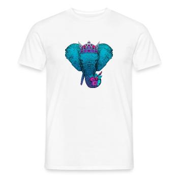 Elefant mit Blumen und Krone - Männer T-Shirt - Weiß - Vorne - AI Model Male 178 dark (178cm)
