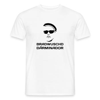 The Bradwuschd Därminador - Männer T-Shirt - Weiß - Vorne - AI Model Male 178 dark (178cm)