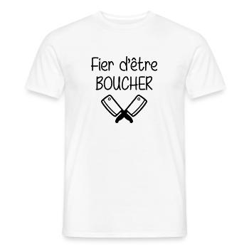 Fier d'être Boucher - T-shirt homme - blanc - Devant - AI Model Male 178 dark (178cm)