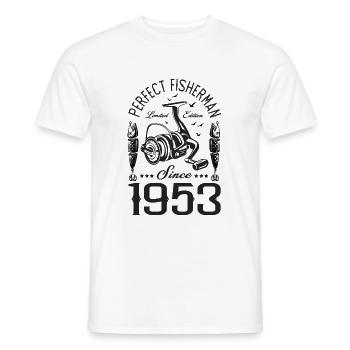 1953 anniversary 70 years gift fishing fisherman - Men's T-Shirt - white - Front - AI Model Male 178 dark (178cm)