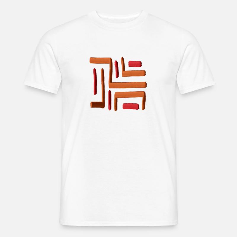 Rotes Farblabyrinth - Männer T-Shirt - Weiß