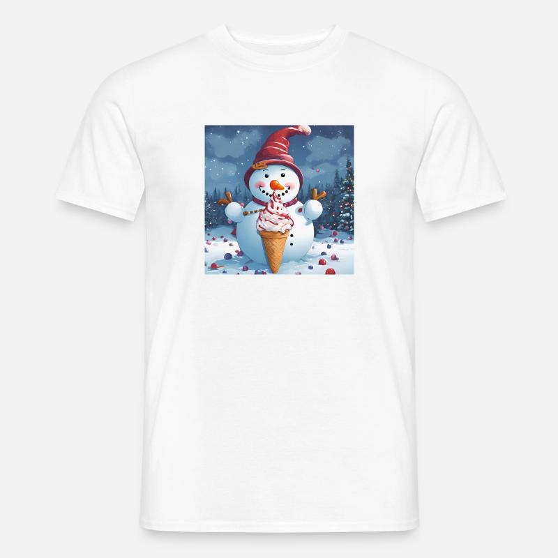 Schneemann mit Eis - Männer T-Shirt - Weiß