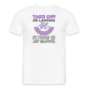 fliegen ist schön Landebahn Flugzeug Geschenkidee - Männer T-Shirt - Weiß - Vorne - AI Model Male 178 dark (178cm)