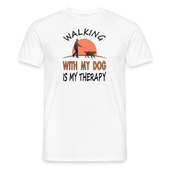 Mit Hund spazieren ist meine Therapie Geschenkidee - Männer T-Shirt - Weiß - Vorne - AI Model Male 178 dark (178cm)