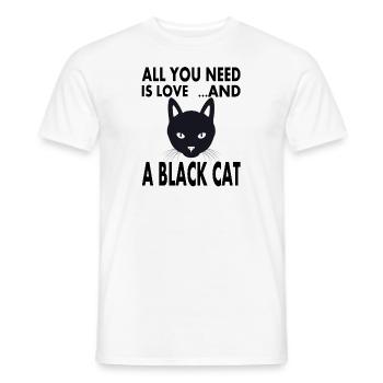 Black Cat Cat Friend Pet Cat's Eye - Men's T-Shirt - white - Front - AI Model Male 178 dark (178cm)
