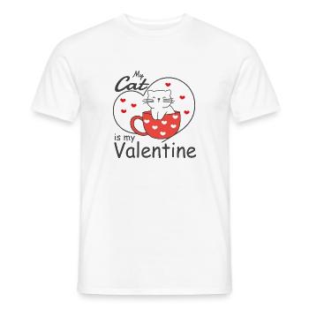 Saint-Valentin Mon chat est mon chat de la Saint-Valentin - T-shirt homme - blanc - Devant - AI Model Male 178 dark (178cm)