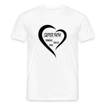 super papa fête des pères formidable génial - Men's T-Shirt - white - Front - AI Model Male 178 dark (178cm)