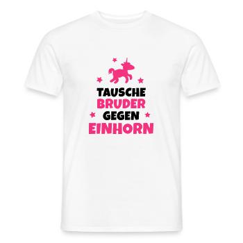 Tausche Bruder gegen Einhorn - Männer T-Shirt - Weiß - Vorne - AI Model Male 178 dark (178cm)
