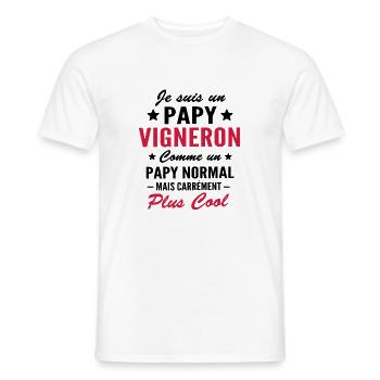 cadeau humour papy vigneron - papy viticulteur - T-shirt homme - blanc - Devant - AI Model Male 178 dark (178cm)
