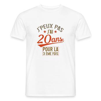 Je peux pas j'ai 20 ans pour la 3ème fois cadeau - T-shirt homme - blanc - Devant - AI Model Male 178 dark (178cm)