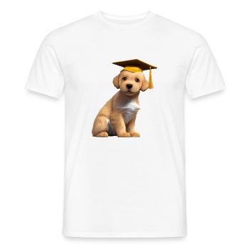 Bachelor's degree Golden Retriever High school diploma - Men's T-Shirt - white - Front - AI Model Male 178 dark (178cm)