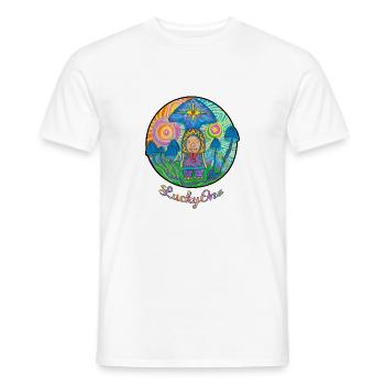 LuckyOne"Glückspilz" - Männer T-Shirt - Weiß - Vorne - AI Model Male 178 dark (178cm)