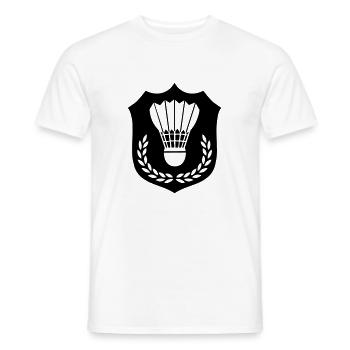 badminton wappen - Männer T-Shirt - Weiß - Vorne - AI Model Male 178 dark (178cm)