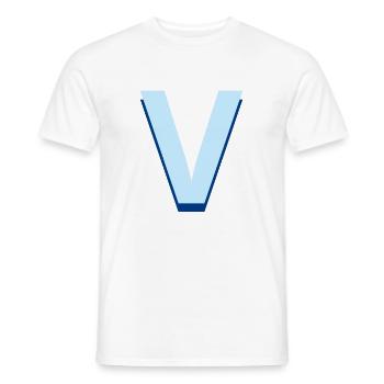 Lettre v bleu pop et moderne - T-shirt homme - blanc - Devant - AI Model Male 178 dark (178cm)