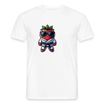 Karate strawberry with sunglasses - Men's T-Shirt - white - Front - AI Model Male 178 dark (178cm)
