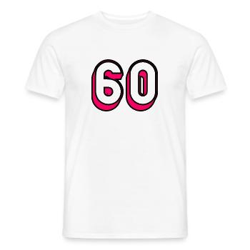 60 YEARS. 60TH ANNIVERSARY. BIRTHDAY 60 YEARS. 60 - Men's T-Shirt - white - Front - AI Model Male 178 dark (178cm)
