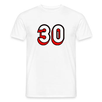 30 YEARS. 30. 30th ANNIVERSARY. 30 YEARS ANNIVERSARY - Men's T-Shirt - white - Front - AI Model Male 178 dark (178cm)