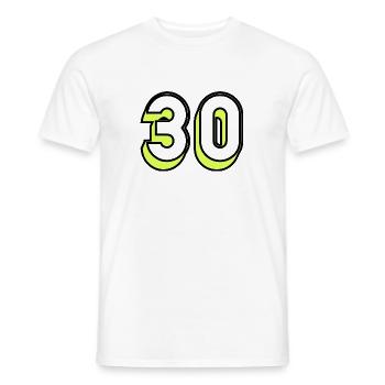 30 YEARS. 30TH ANNIVERSARY. BIRTHDAY 30 YEARS. 30 - Men's T-Shirt - white - Front - AI Model Male 178 dark (178cm)