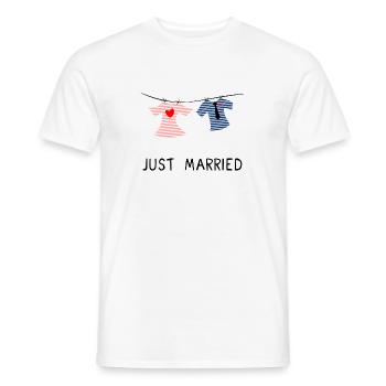 JUST MARRIED. MARRIED. VIVE LES MARIES - T-shirt homme - blanc - Devant - AI Model Male 178 dark (178cm)