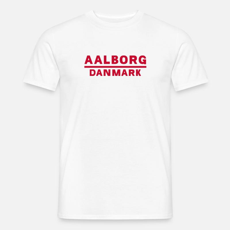 Aalborg Dänemark Rotes Textdesign - Männer T-Shirt - Weiß
